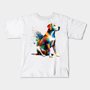 Dynamic Mountain Cur in Vibrant Splash Art Style Kids T-Shirt